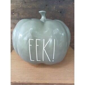 Rae Dunn EEK! Grey Pumpkin  Halloween Fall Scary